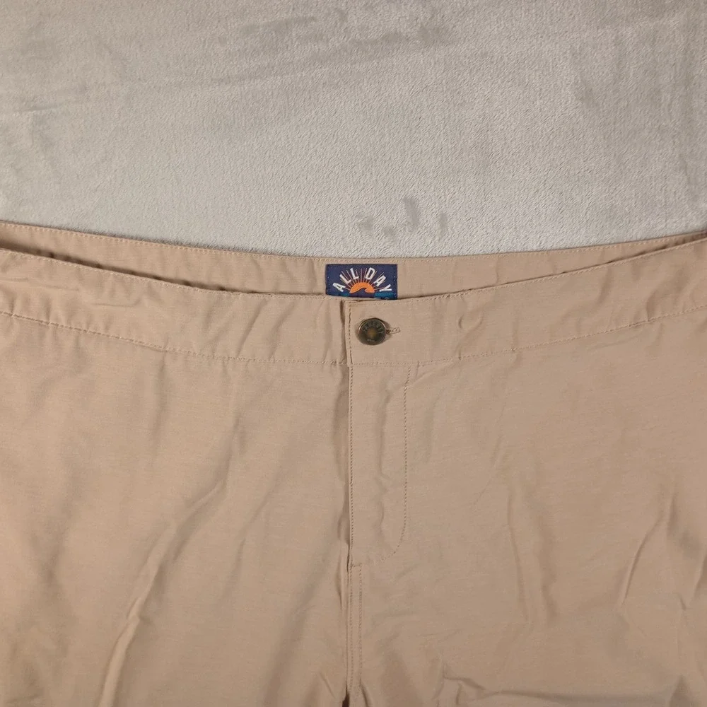 Faherty All Day Shorts Mens 42 Khaki Tan Hybrid Stretch Quick Dry Surf